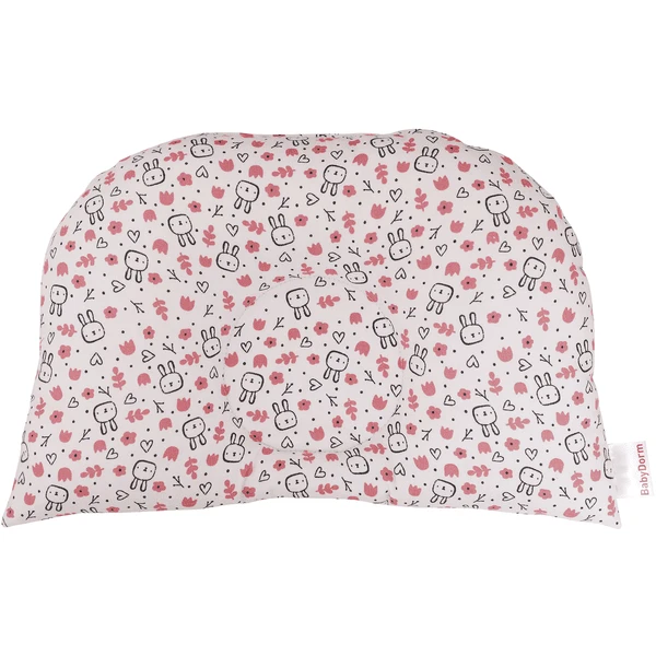 BabyDorm® Kinderwagenkissen BuggyDorm Hoppel Weiß Mit Kleinen Häschen