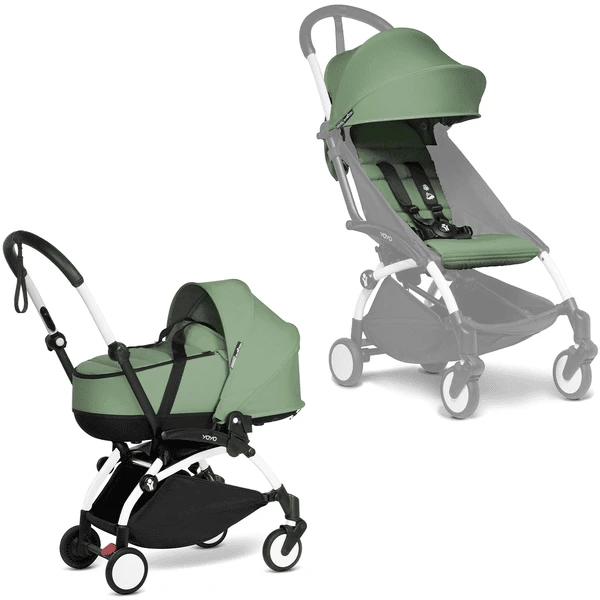 BABYZEN Kinderwagen YOYO2 0+ White Mit Liegewanne Inkl. Textilset Peppermint