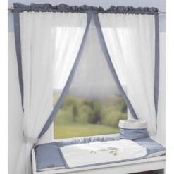 Be Be 's Collection Vorhang 2 Schlaufenschals Eulen Blau 100 X 150 Cm