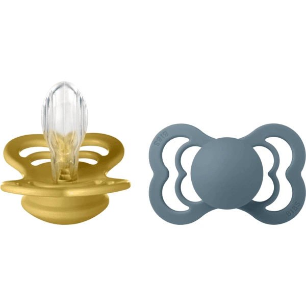 BIBS® Schnuller Supreme Mustard/Petrol Silikon 6-36 Monate, 2 Stk.