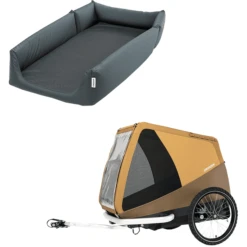 CROOZER Hundefahrradanhänger Dog Tammo Moss Green Inklusive Hundebett Sundown Yellow
