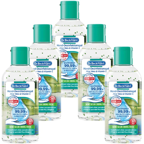 Dr. Beckmann Hand-Desinfektionsgel Aloe Vera & Vitamin E, 5 X 60ml