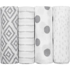 Emma & Noah Mullwindeln 4er Set Rauten Grau 70 X 70 Cm