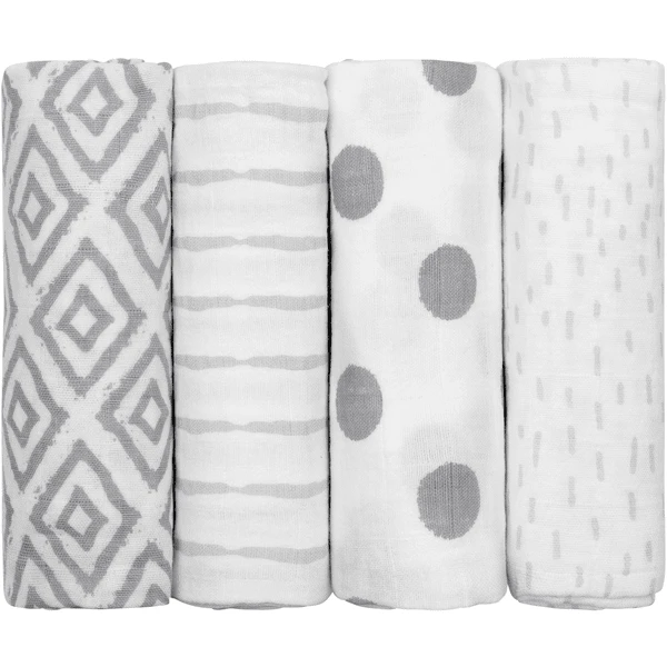 Emma & Noah Mullwindeln 4er Set Rauten Grau 70 X 70 Cm