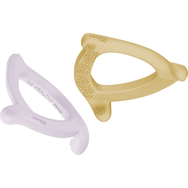 Everyday® Baby Beißringe Silikon 2er-Set, Soft Yellow/light Lavender