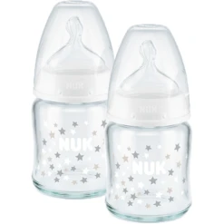 NUK Glasflasche First Choice⁺ Ab Der Geburt 120 Ml, Temperature Control Im Doppelpack Weiß