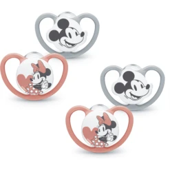 NUK Schnuller Space Disney "Mickey" 18-36 Monate, 4 Stk. In Grau/rot