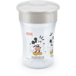 NUK Trinklernbecher Magic Cup Mickey Mouse Mit 360°-Trinkrand Ab Dem 8. Monat, 230 Ml Grau