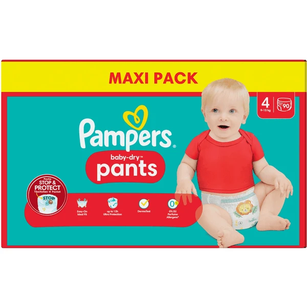 Pampers® Pampers Baby-Dry Pants, Gr. 4 Maxi 9-15 Kg, Maxi Pack (1 X 90 Pants)