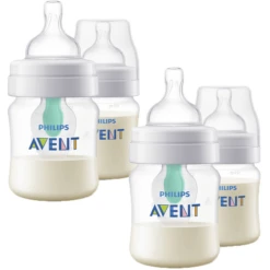 Philips Avent Anti-Kolik Flasche SCF810/24 Inkl. AirFree-Ventil, 125ml, 4 Stück, Transparent