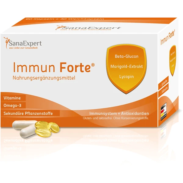 SanaExpert Nahrungsergänzungsmittel Immune Forte Zur Unterstützung Des Immunsystems 1 X Monatspackung á 90 Kapseln