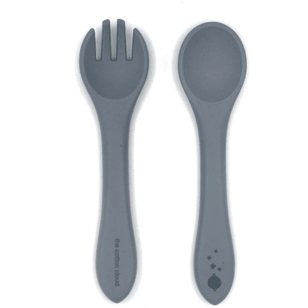 The Cotton Cloud Kinderbesteckset Aus Silikon Storm Grey