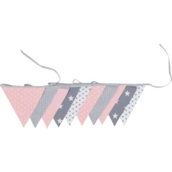 Ullenboom Wimpelkette & Stoffgirlande 325 Cm (10 Wimpel) Rosa Grau